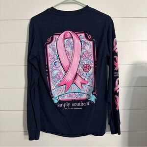 Simply Southern Long Sleeve T-Shirt Small Fight For Life Cancer Pink Ribbon